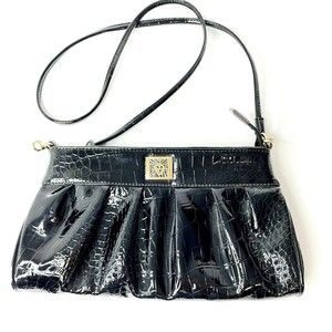 Anne Klein  Gold Black Alligator Purse Shoulder Bag Cross Body Bag Clutch